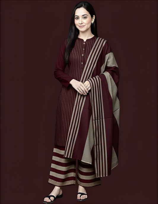 Susi khaddar winter collection (Mehroon)